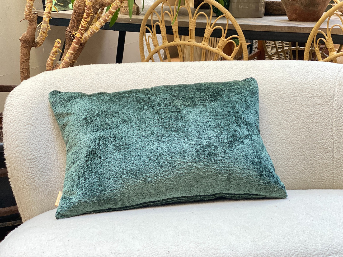 Chenille cushion cover green SYM20