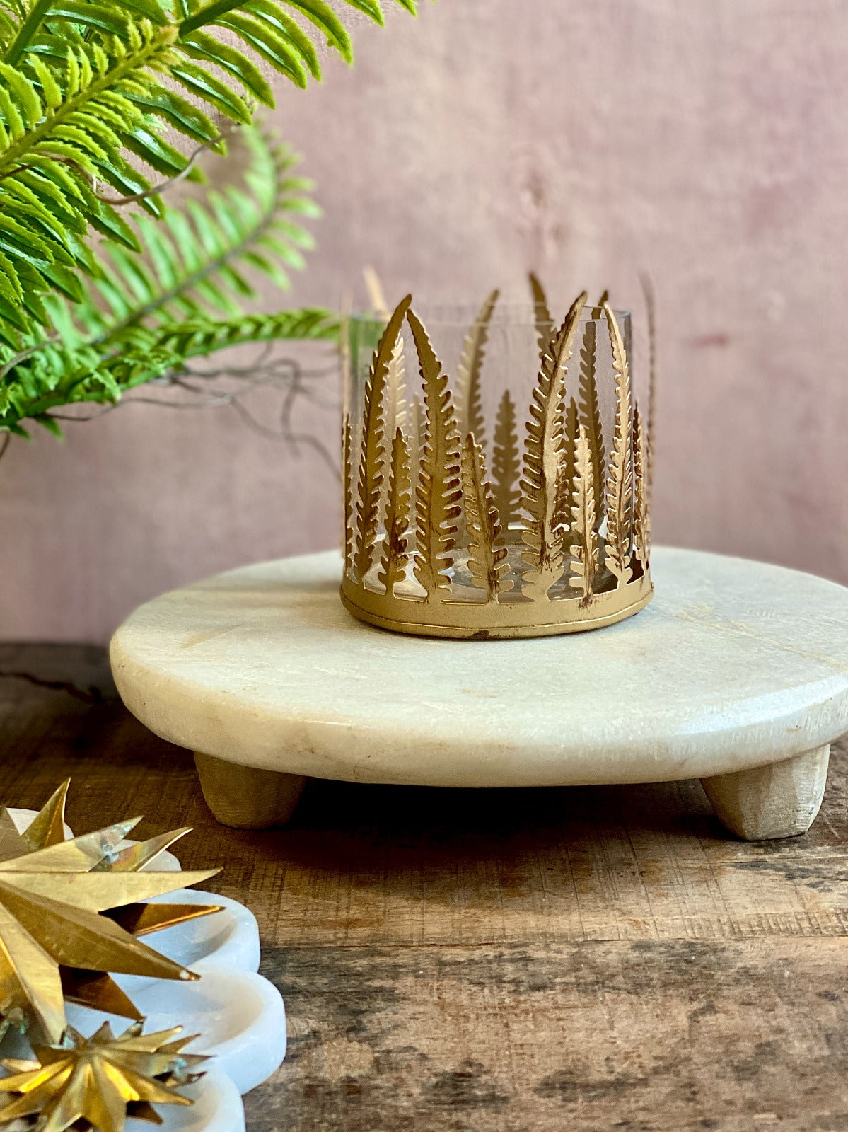 Tealight fern votive KE104
