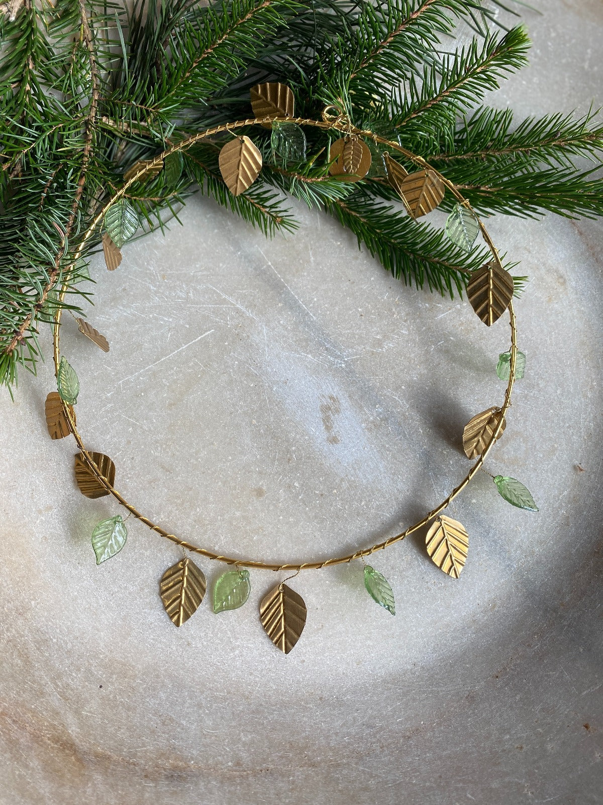 Green & golden leaves wreath TI0623