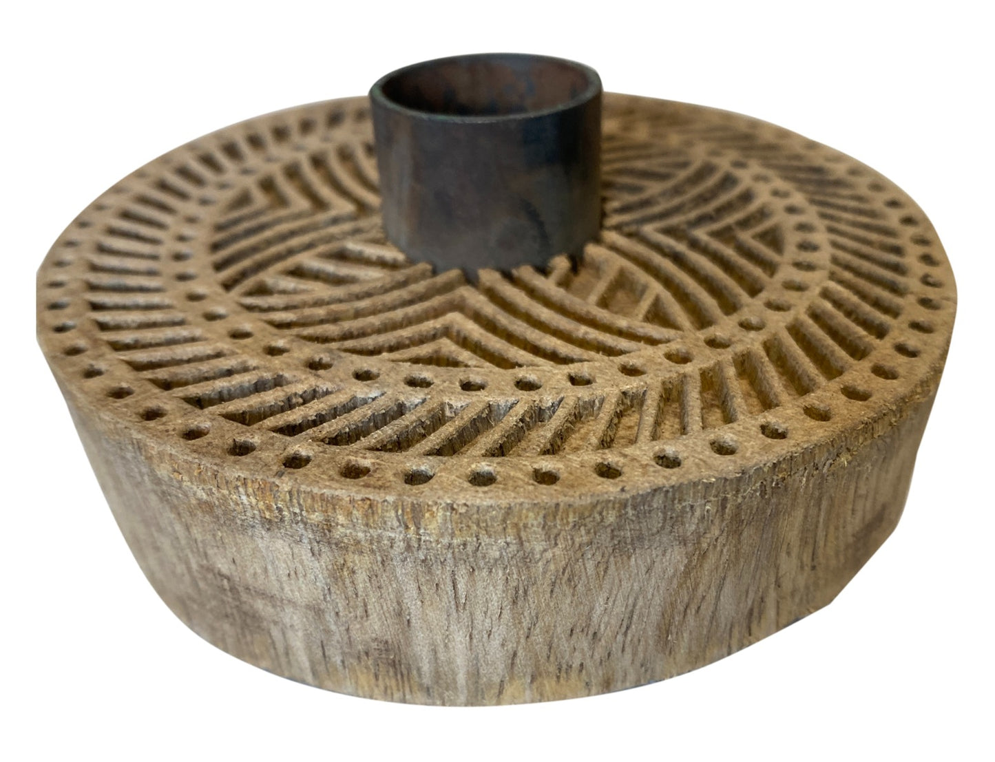 Candle holder round wood
