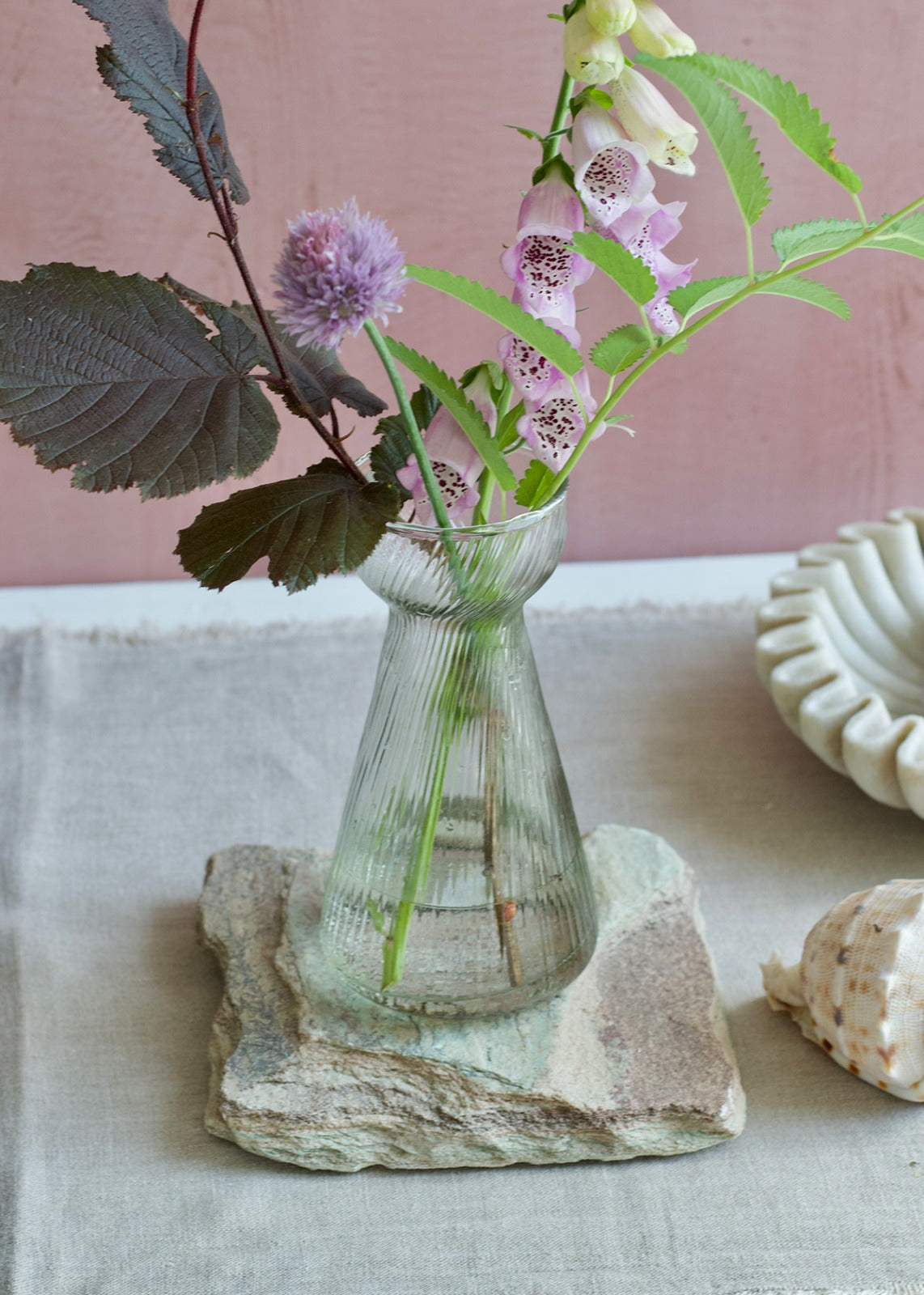 Hyacinth vase ribbed glass WEL226