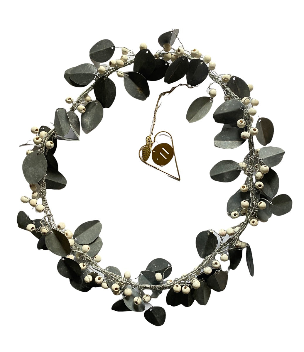 Zinc wreath white berries EW-6207