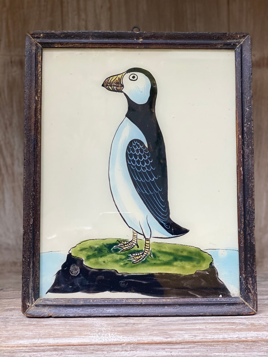 Peinture sur verre oiseau