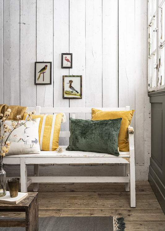 Housse de coussin chenille verte SYM20