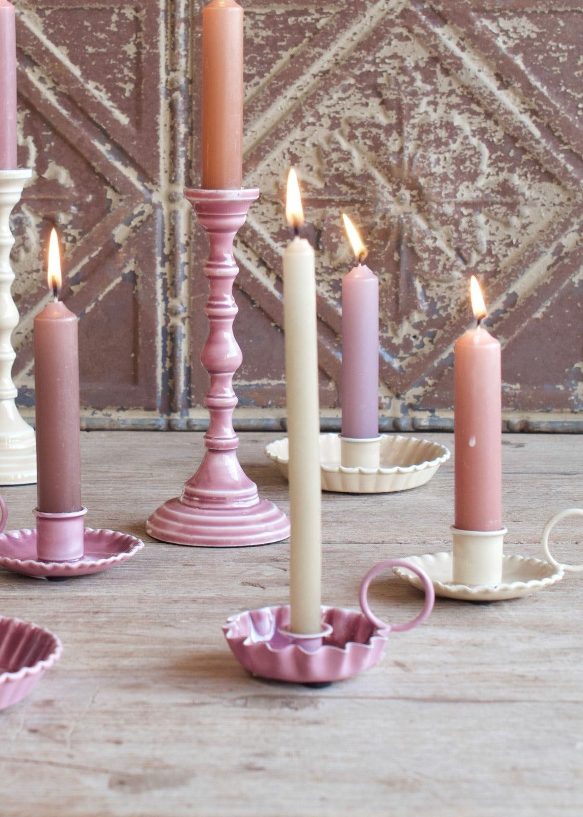 Candle holder lilac enamel DG07