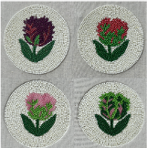 Tulip design beaded coasters s/4 AKS001