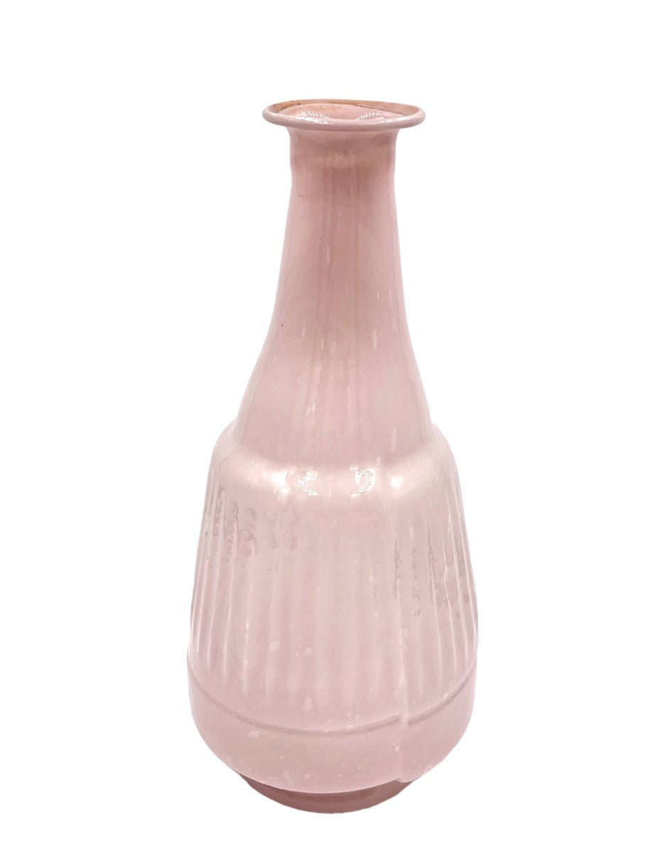 Vase recycled glass in opaline pink WEL125