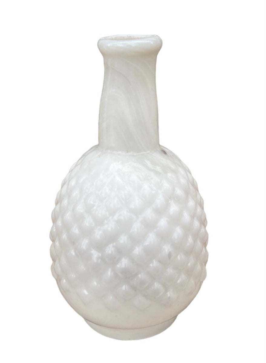 Vase recycled glass opaline white WEL128