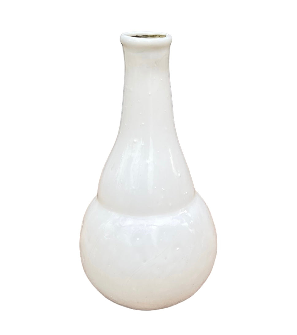 Vase recycled glass opaline white WEL129