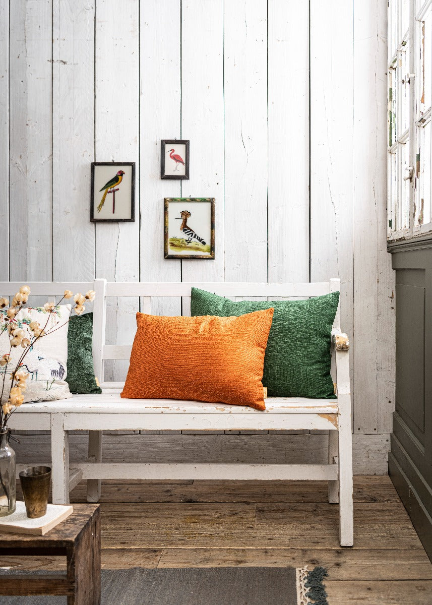 Housse de coussin en lin vert Sym 101