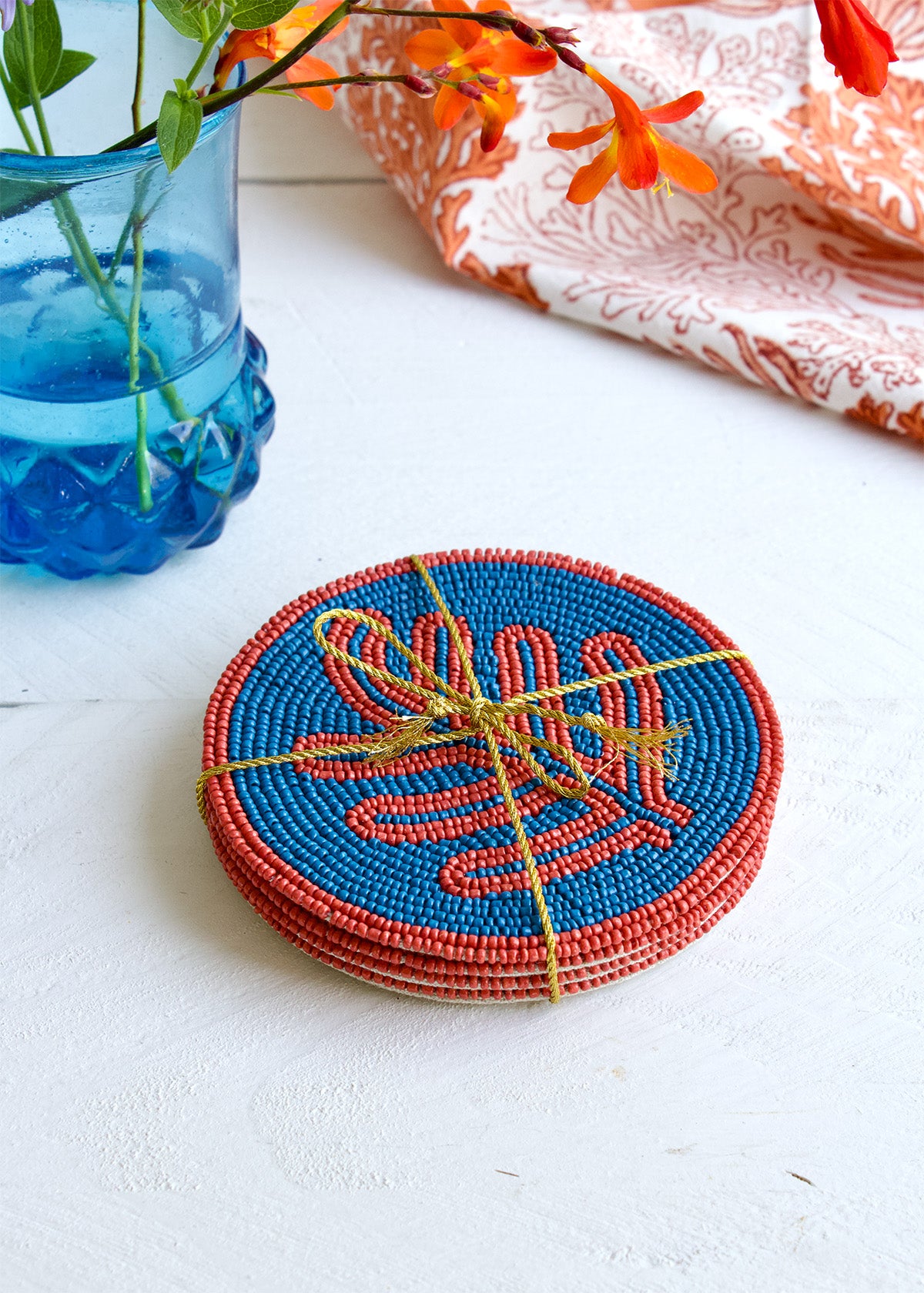 Beaded coasters s/4 AKS004
