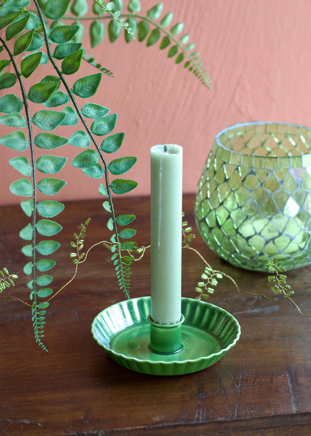 Candle holder green DG01