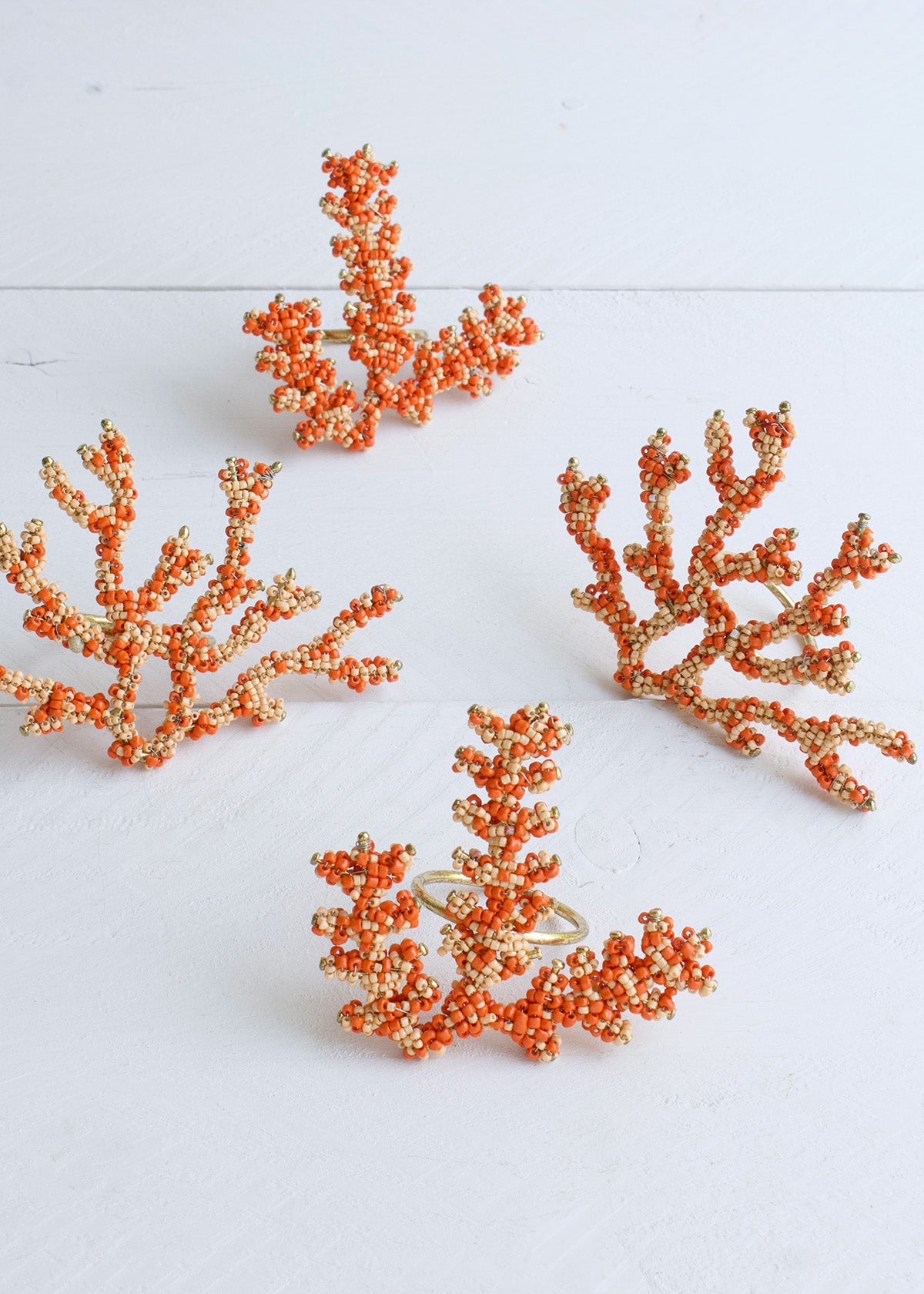 Coral Beaded Napkin Rings AKS009