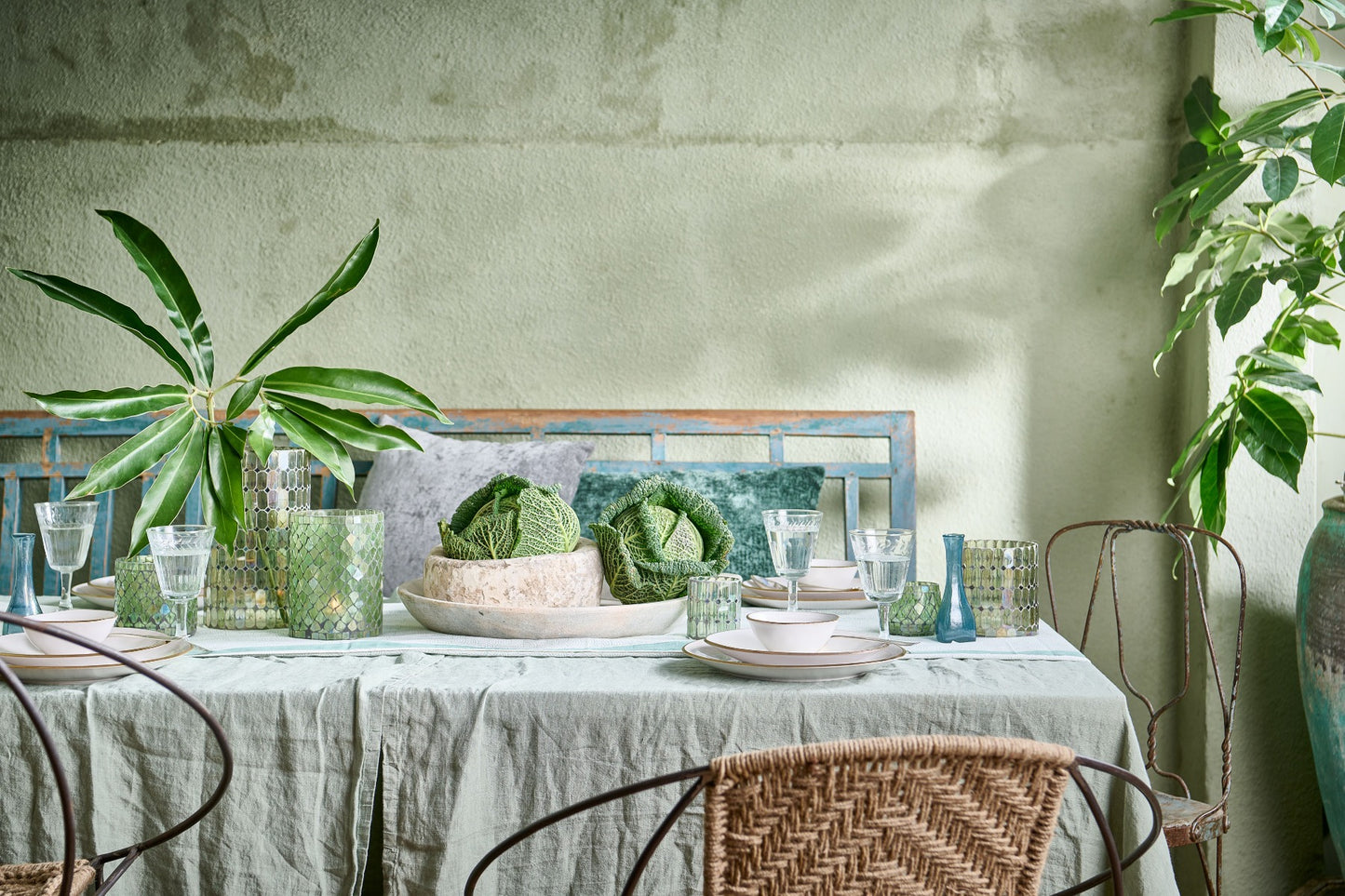 Theelichthouder mozaïek groen WEL139