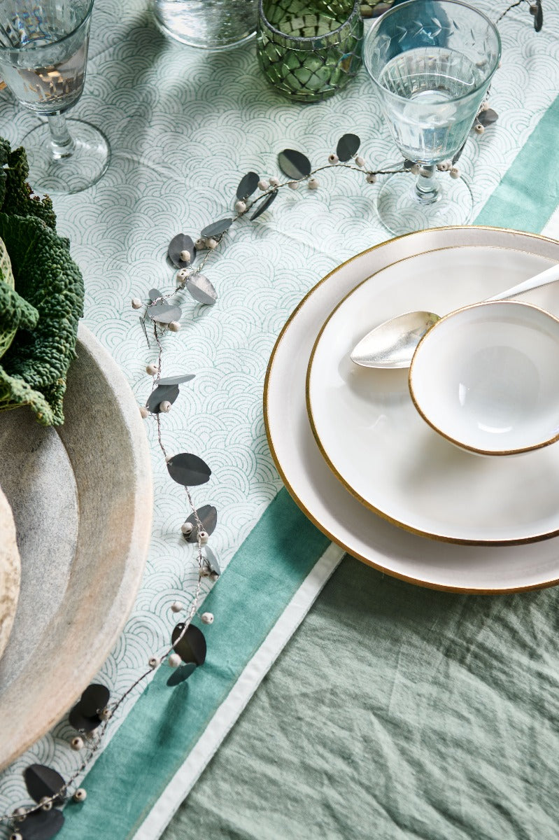 Guirlande perles blanches & zinc EW-5240