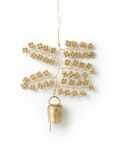Gold beaded bell ornament WD113