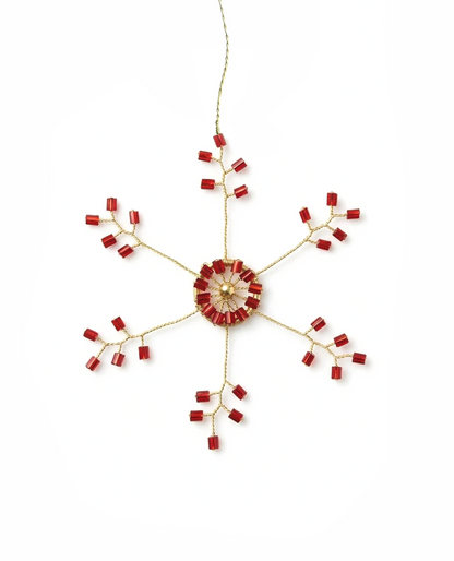 Red Snowflake Christmas Ornament WD55