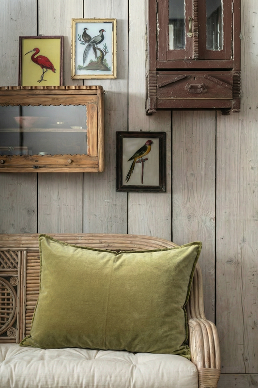 Olijfgroene fluwelen kussenhoes BHAT007