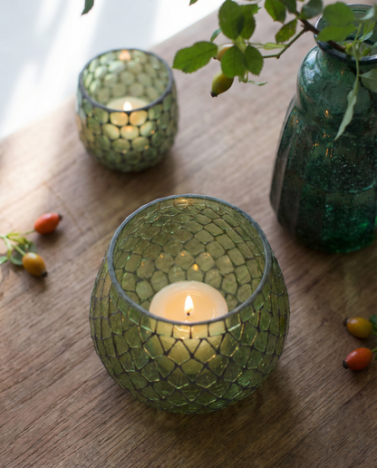 Vase green mosaic WEL241
