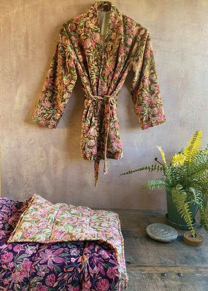 Kimono en velours Fleurs Bhat001
