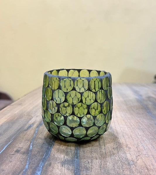 Green mosaic tealight WEL259