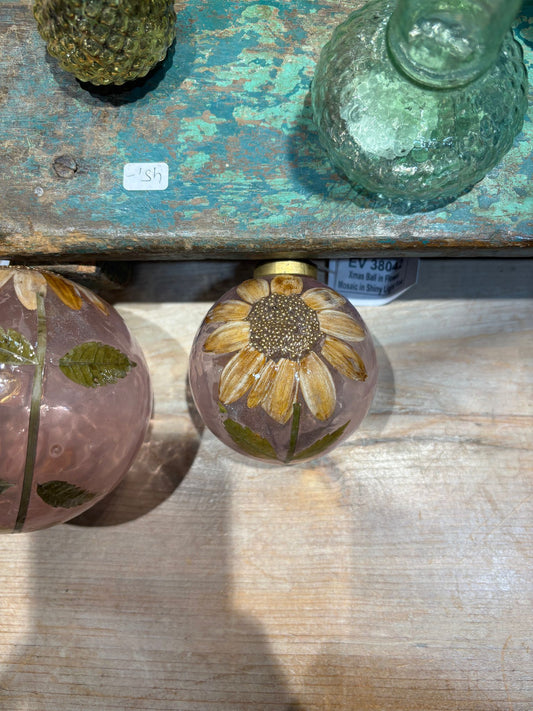 Glass Ball Ornament Violet Sunflower Small EV 38042/WEL283