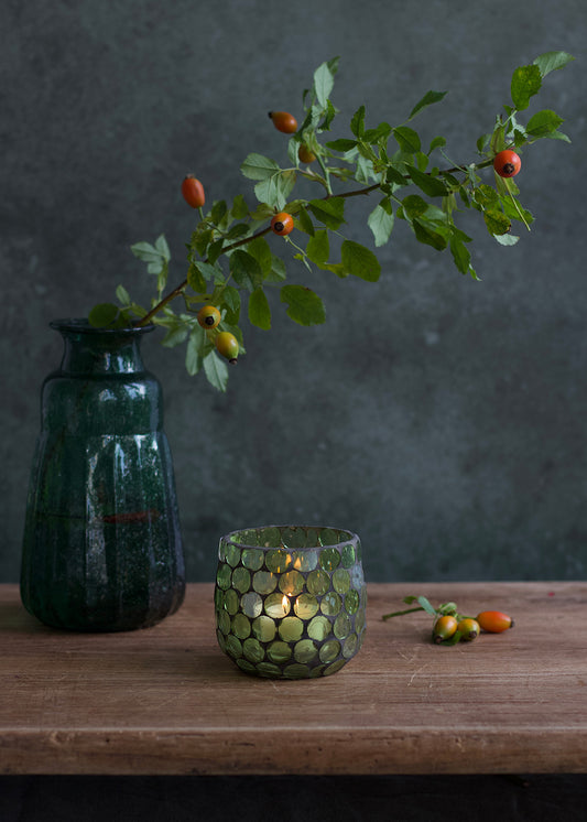Green mosaic tealight WEL259