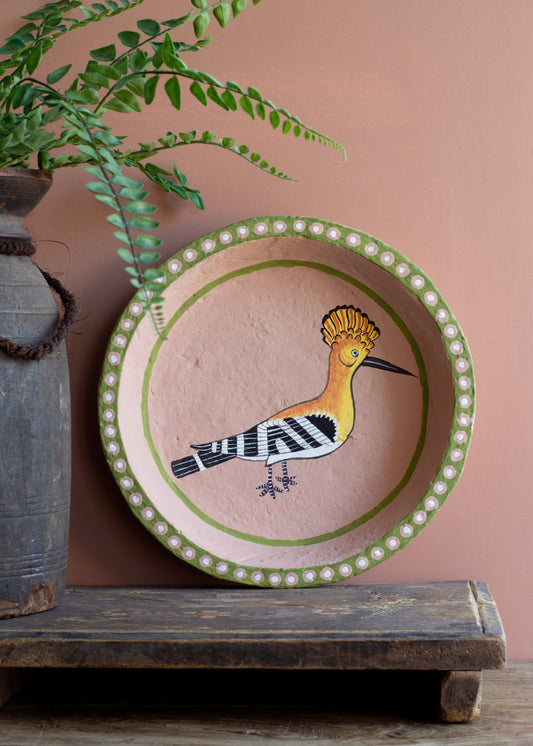 Paper Mache Hoopoe bowl MJ25465