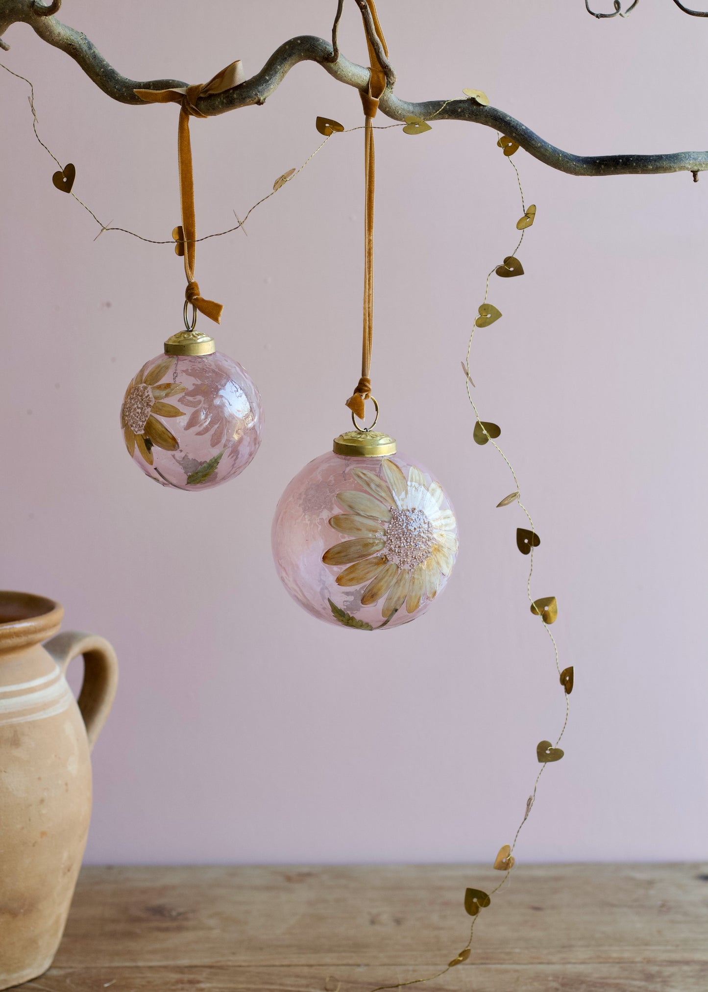 Glass Ball Ornament Violet Sunflower Small WEL283