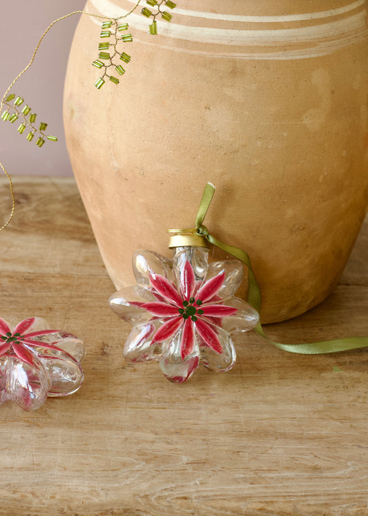 Glass Flower Ornament Pink Bloom WEL284