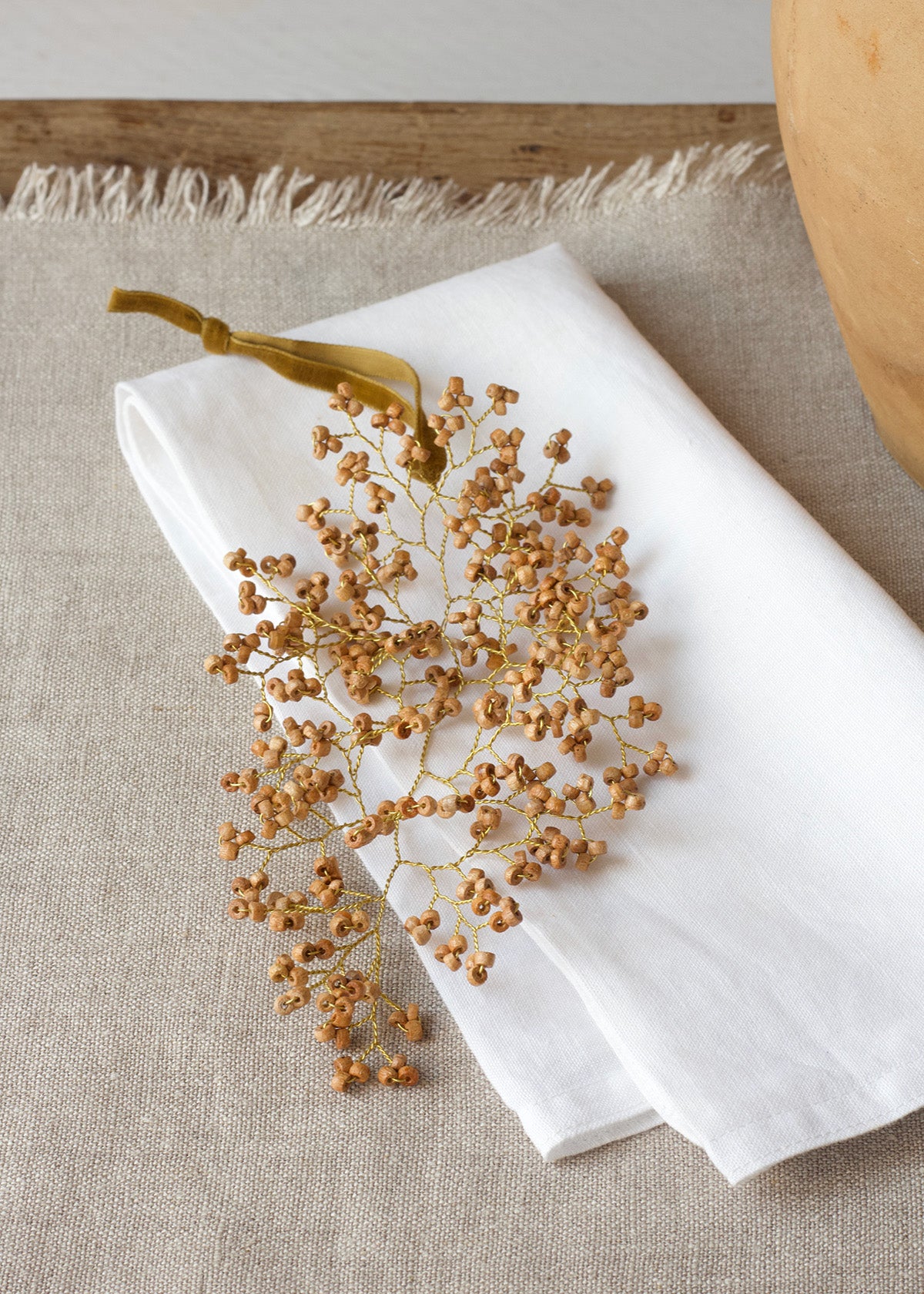 WOODEN BEAD LEAF ORNAMENT WD110