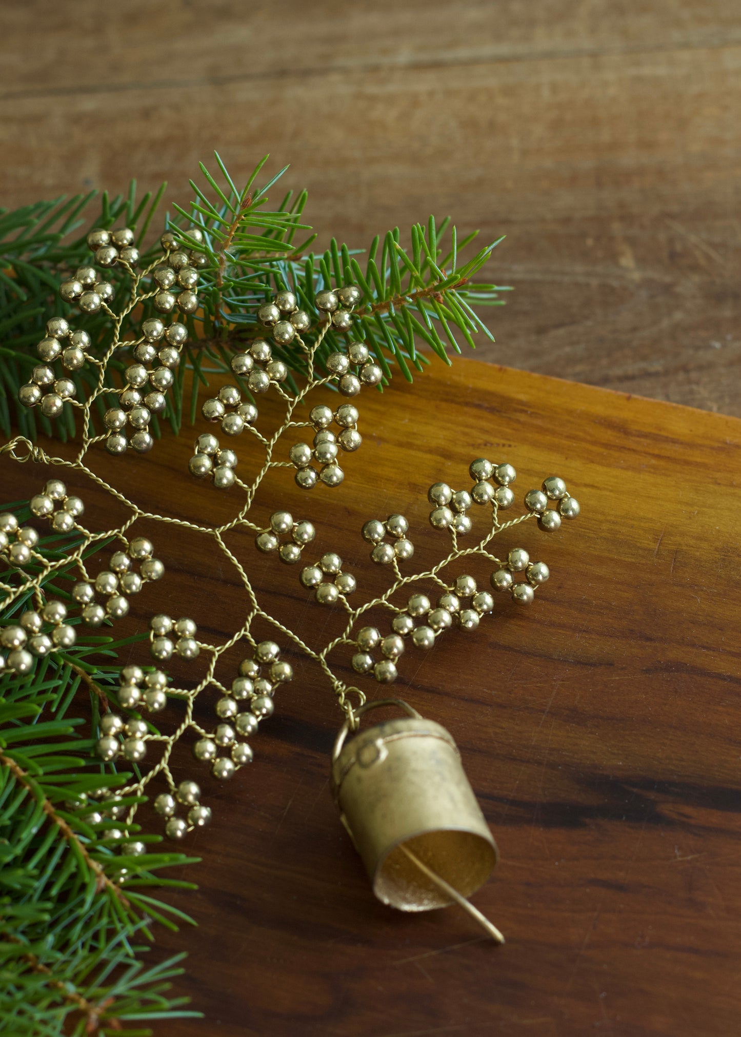 Gold beaded bell ornament WD113