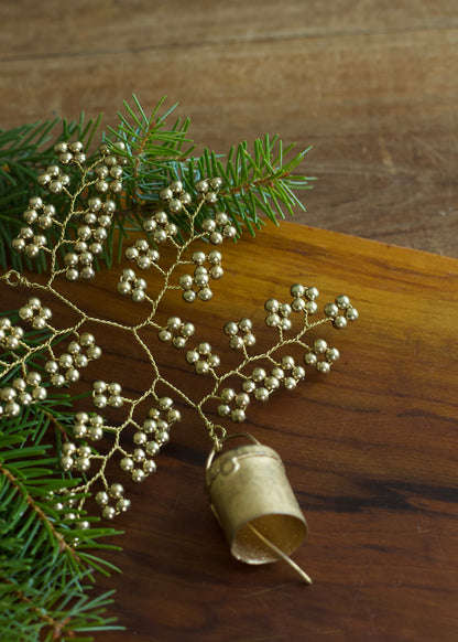 Gold beaded bell ornament WD113