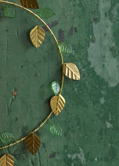 Groene en gouden bladerenkrans TI0623