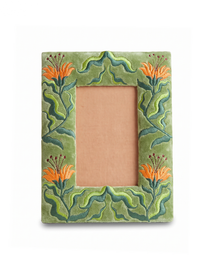 Folk Floral Photo Frame Moss Green AKS589316B