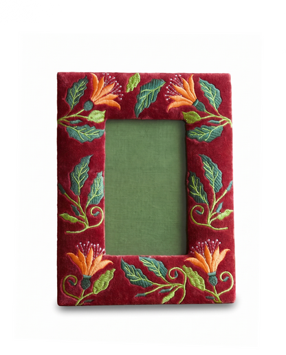 Folk Floral Photo Frame Warm Burgundy AKS589317B
