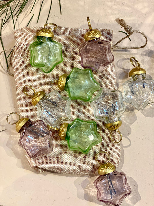 Set of 9 glass stars WEL260