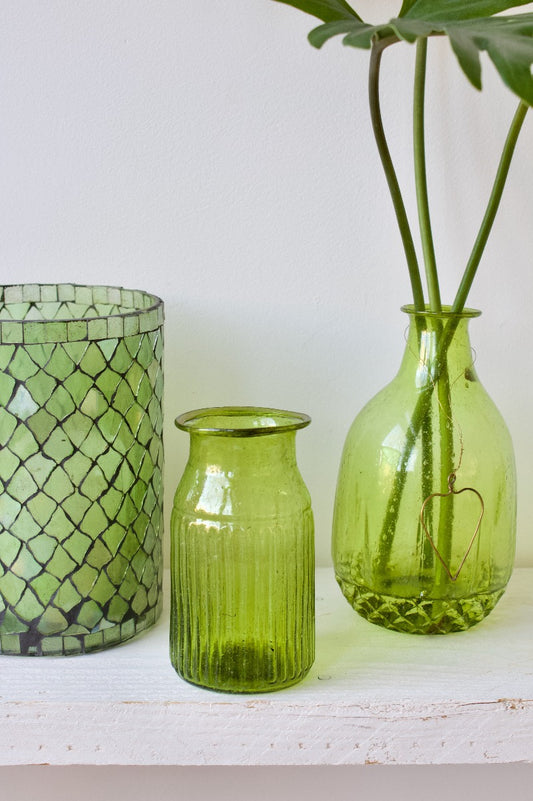 Vase recycled glass green WEL202