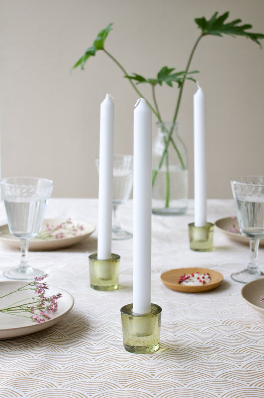 Kaarsenhouder lichtgroen glas WEL179
