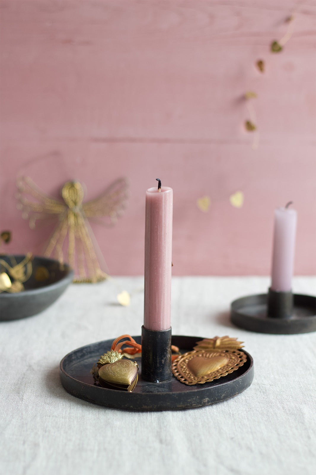 Candle holder black metal MJ-3