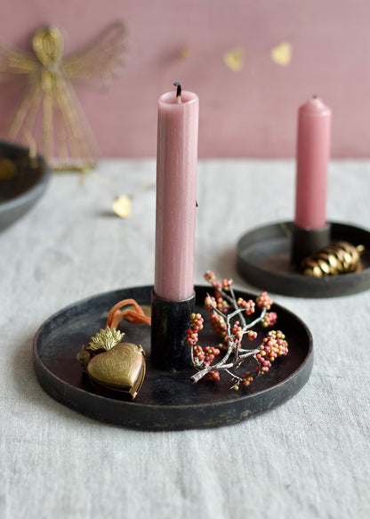 Candle holder black metal MJ-3