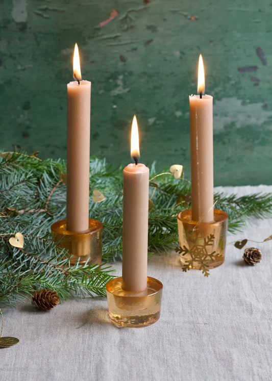 Kaarsenhouder glas cinna-perzik WEL177