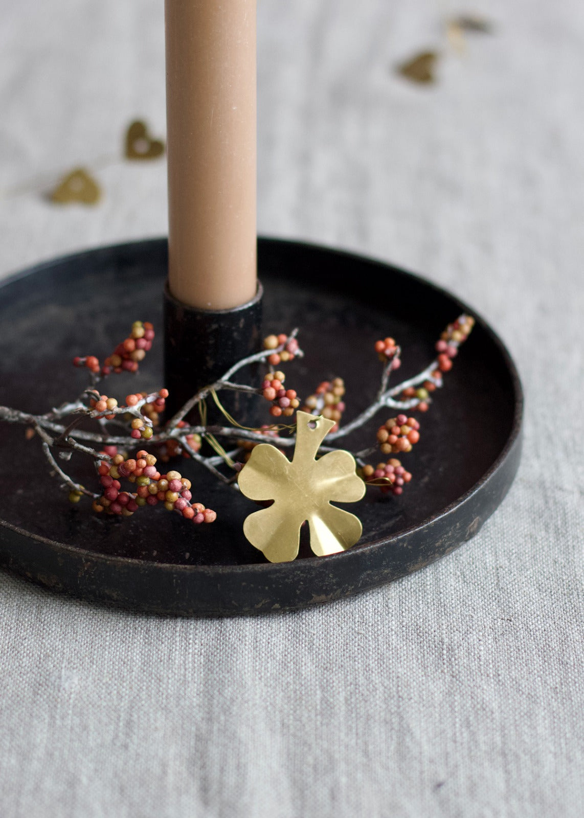 Candle holder black metal MJ-3