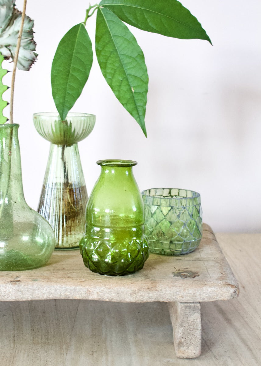 Vase green recycled glass WEL024
