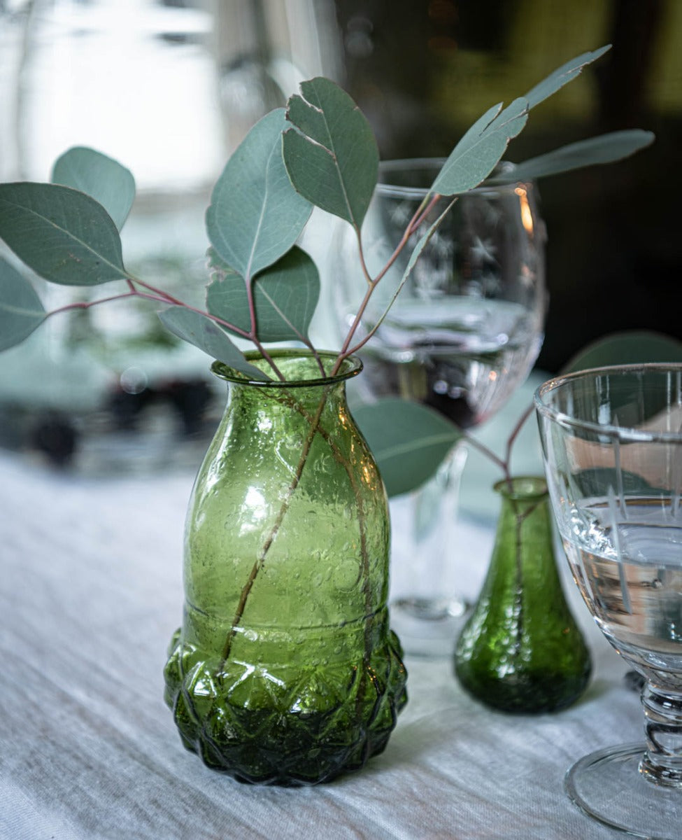 Vase green recycled glass WEL024