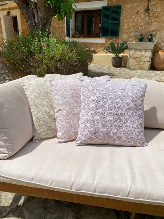 Coussin Cumulus blockprint rose