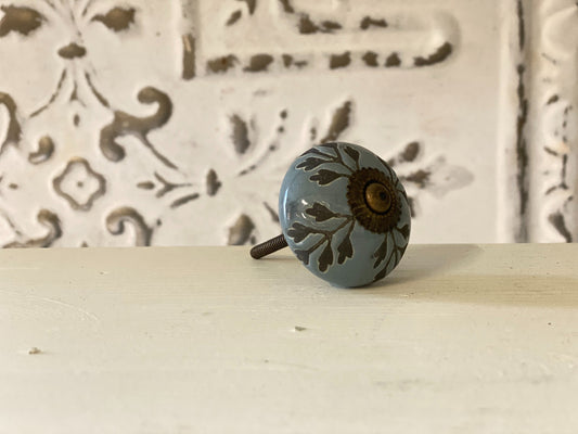 Knob blue flower MJ-406