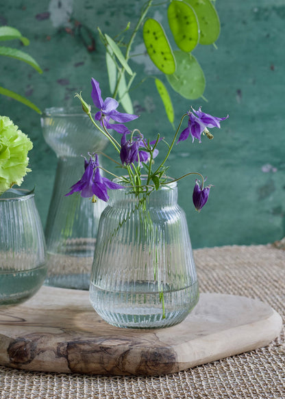 Ribbed glass vases - set of 5