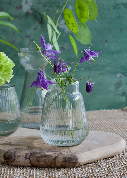 Ribbed glass vases - set of 5