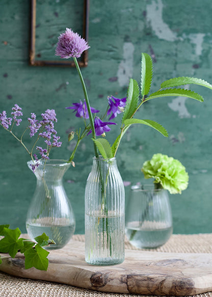 Ribbed glass vases - set of 5